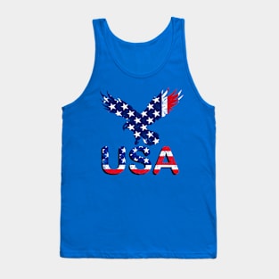 USA American Flag Typography Patriotic American  Vintage retro T-Shirt for Men, Women & Kids Tank Top